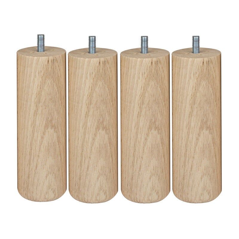 Lot De 4 Pieds De Meuble Cylindrique Fixes Hêtre Brut Blanc/Beige/Naturels, 15Cm