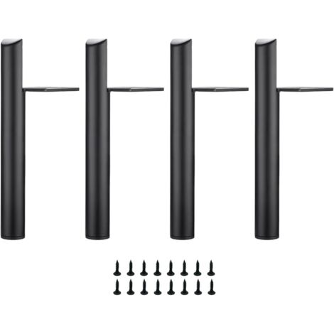 Lot de 4 pieds de meuble de 20 cm, pieds de table en métal noir, pieds de meuble à monter soi-même, avec vis.