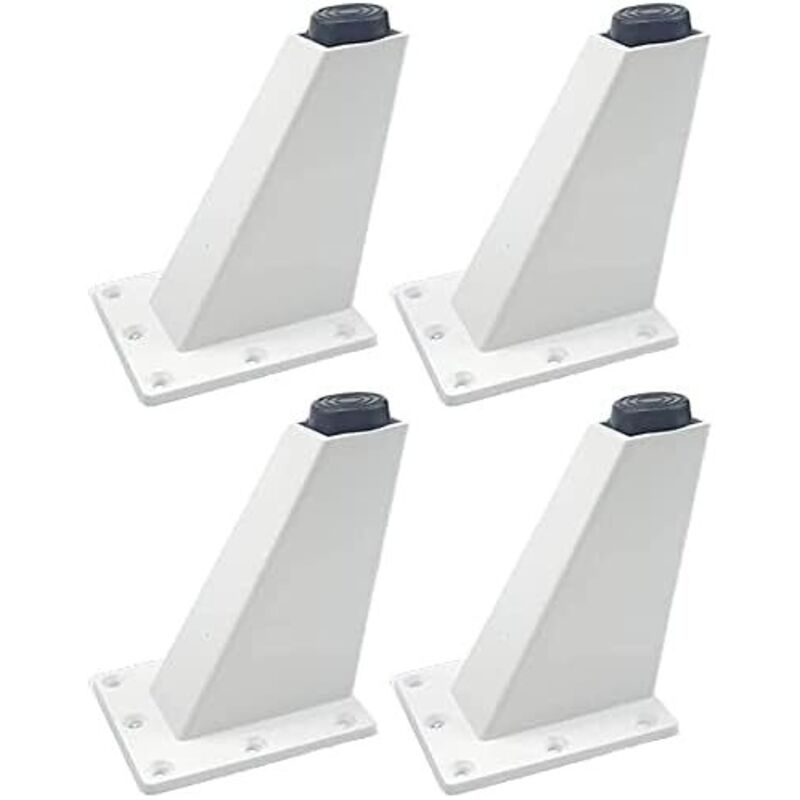 Lot de 4 pieds de meuble de rechange réglables en alliage d'aluminium Blanc 8 cm