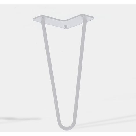 Lot de 4 pieds de meuble double fil modèle incliné blanc mat hauteur 30 cm