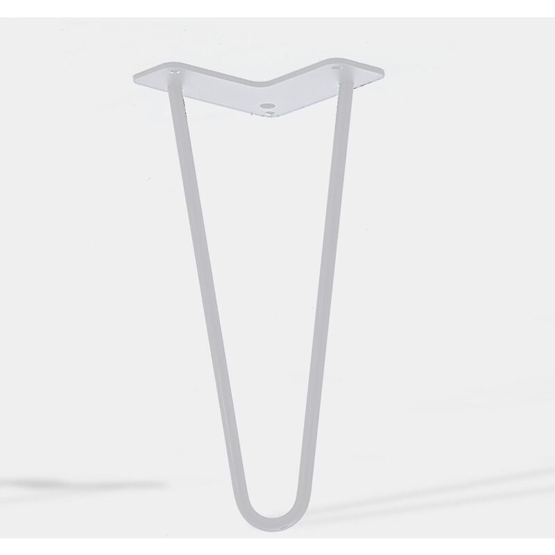 Lot de 4 pieds de meuble double fil modèle incliné blanc mat hauteur 40 cm