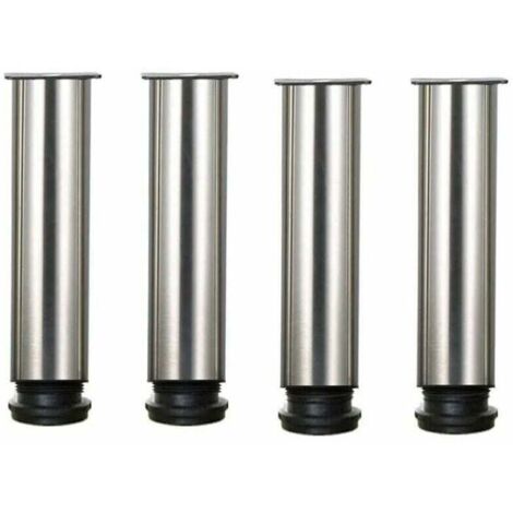 Lot de 4 pieds de meuble en acier inoxydable réglables en hauteur de 25 cm, idéal pour canapé, table, armoires.