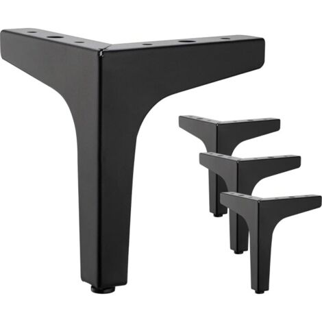 Lot de 4 pieds de meuble en métal noir de 10 cm - pour armoires, canapé, table basse
