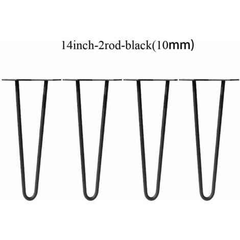 HSHA Lot de 4 pieds de meuble, épingle à cheveux, acier, 35 cm/14 pouces de hauteur