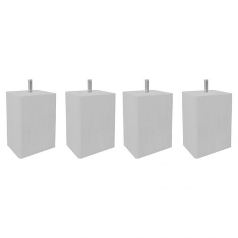 Lot de 4 pieds de meuble gris 10x7 carré bois de hêtre - PIEDS DE LIT