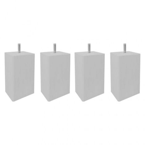 Lot de 4 pieds de meuble gris 15x6 carré bois de hêtre - PIEDS DE LIT