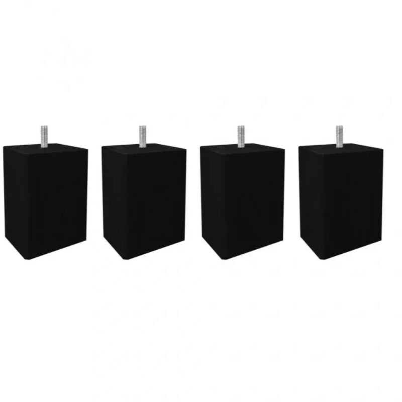 Lot de 4 pieds de meuble noir 10x7 carré bois de hêtre - pieds de lit