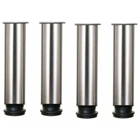 Lot de 4 pieds de meuble réglables en acier inoxydable, 25 cm de hauteur, idéaux pour canapés, tables et armoires