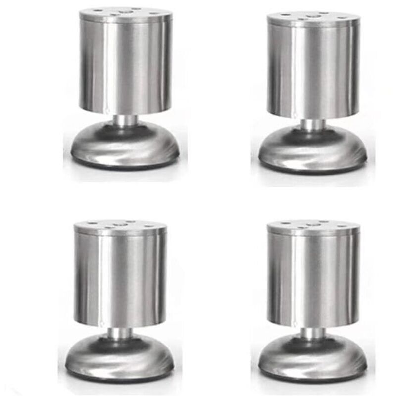 Lot de 4 pieds de meuble réglables en acier inoxydable 8 cm