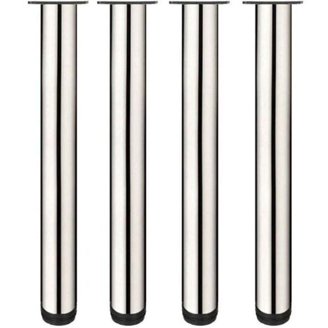 Lot de 4 pieds de meuble réglables en acier inoxydable – Hauteur 50 cm – Installation facile avec vis – Pour tables et canapés