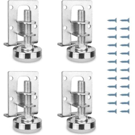 Lot de 4 Pieds de Meuble, RéGlables en Hauteur, Pieds de Nivellement RéGlables en Acier, Profil Carré : 40 X 50 Mm, Hauteur RéGlable 11-27 Mm, pour Table de Chevet, Meuble à Chaussures