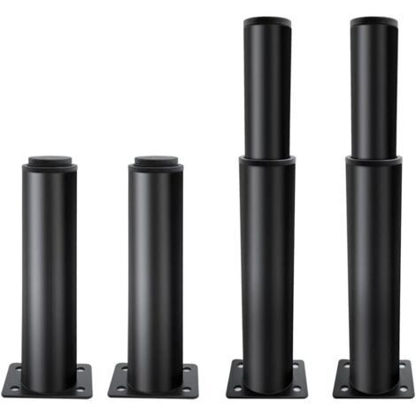 Lot de 4 pieds de meuble réglables, pieds d'armoire, pieds de cuisine réglables pour pièces de rechange, pieds d'armoire avec vis, noir/18 cm