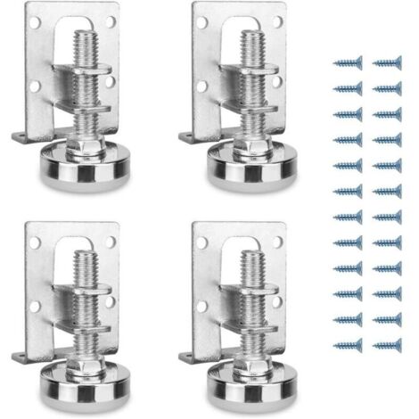 Lot de 4 Pieds de Meuble, RGlables en Hauteur, Pieds de Nivellement RGlables en Acier, Profil Carr : 40 X 50 Mm, Hauteur RGlable 11-27 Mm, pour Table de Chevet, Meuble Chaussures