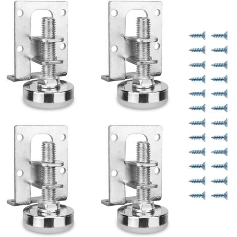 Lot de 4 Pieds de Meuble, RGlables en Hauteur, Pieds de Nivellement RGlables en Acier, Profil Carr : 40 X 50 Mm, Hauteur RGlable 11-27 Mm, pour Table de Chevet, Meuble Chaussures