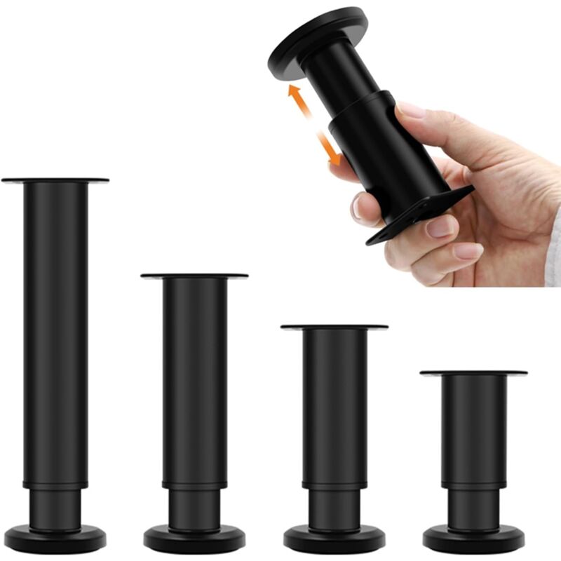 Aafgvc - Lot de 4 pieds de meuble télescopiques réglables pour pieds de meubles Support pour meuble tv, canapé, lit Pieds de rechange réglables en