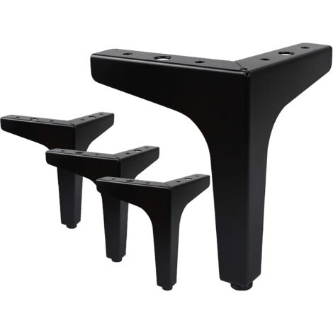 Lot de 4 Pieds de Meubles Charge Jusqu'à 600 KG, Pied de Table Modernes en Métal en Forme de Triangle,Pied Meuble épingle pour Placard, Canapé,avec 4 Protège Pieds, Noir GrooFoo