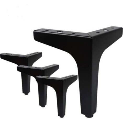 Lot de 4 Pieds de Meubles Charge Jusqu'à 600 KG, Pied de Table Modernes en Métal en Forme de Triangle,Pied Meuble Épingle pour Placard, Canapé,avec 4 Protège Pieds, Noir（17cm）