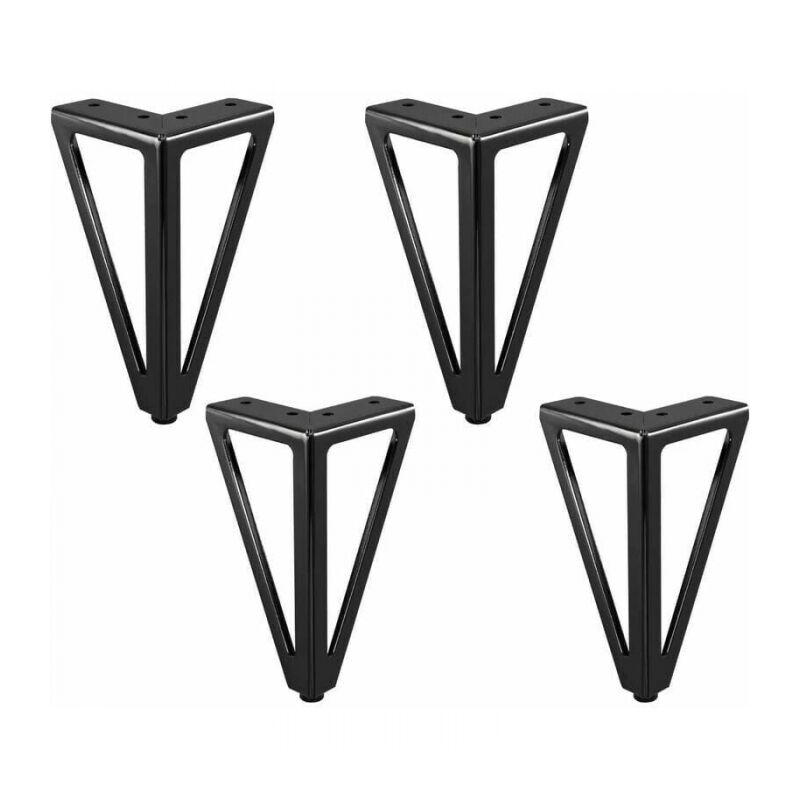 Cyslmuk - Lot de 4 pieds de meubles de rechange en métal - Noir - 15 cm - Pour meubles, meubles, meubles, armoires, canapés, autres pieds de meubles.