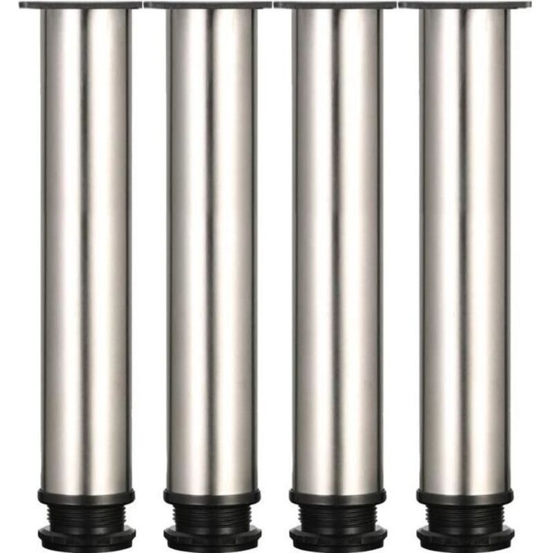 Lot de 4 Pieds de Meubles en acier inoxydable Ø50 mm x 300 mm hauteur réglable pour Canapé Table Armoires