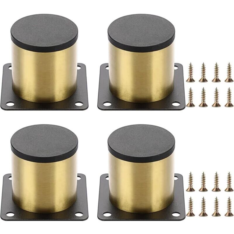 Linghhang - Lot de 4 pieds de meubles en acier inoxydable de 5 cm (doré) pour chaise, table, armoire, bureau, canapé, pieds de meubles avec vis,