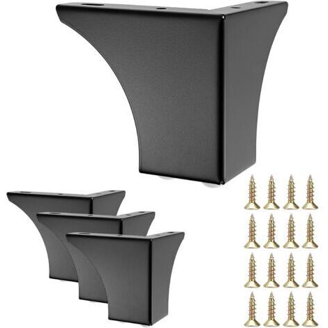 Lot de 4 pieds de meubles en acier pour chaises, tables, armoires, meubles TV, tiroirs, canapés, avec vis, montage facile, triangulaires (noir)