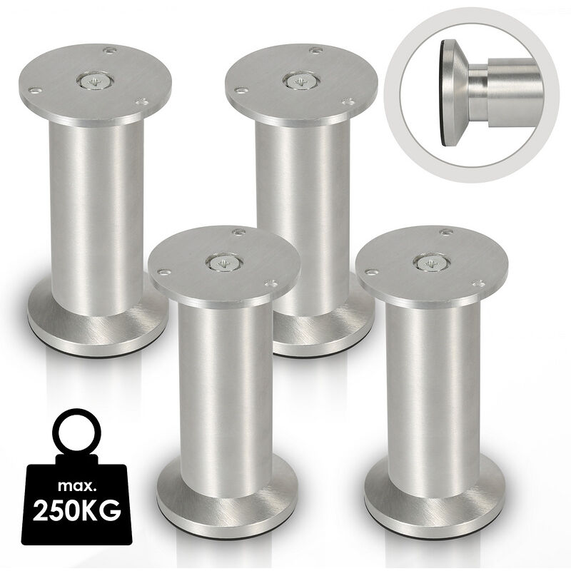 Jopassy - Lot de 4 pieds de meubles - En aluminium de qualité supérieure - Réglable de 180 mm - Pour meubles personnalisés - En acier inoxydable