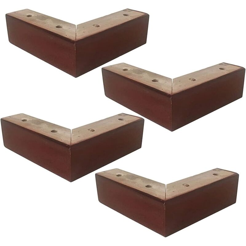 Lot de 4 pieds de meubles en bois massif en forme de l, pour table de chevet, table à thé, meuble de rechange (sans vis)