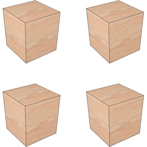Lot de 4 pieds de meubles en bois massif, rehausseurs carrés en bois naturel, rallonges en bois pour tables, canapés, fauteuils, armoires (8 x 8 x 5 cm, 5 cm de hauteur)