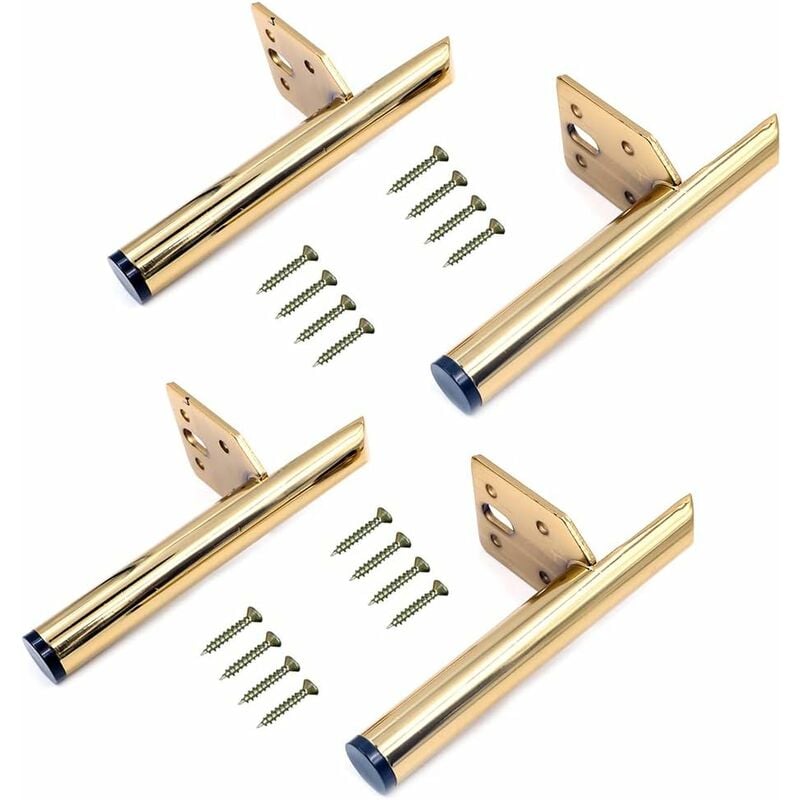 Aougo - Lot de 4 pieds de meubles en fer, 13 cm, pieds de table en métal, pieds de support de meubles, modernes, livrés avec 20 vis, pour canapé,