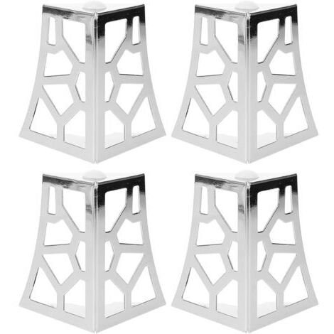 Lot de 4 Pieds de Meubles en Métal Chromé 10 CM Motifs Ajourés Décoratifs Supports Robustes pour Commode Table Basse et Canapé Accessoires de Rechange pour Mobilier Intérieur