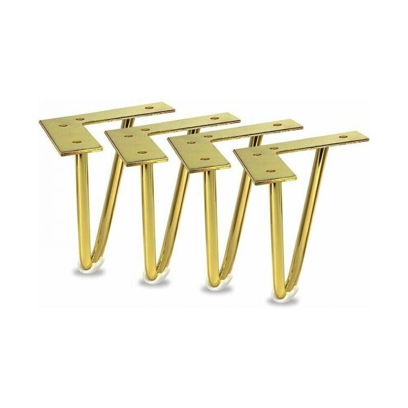 Lot de 4 pieds de meubles en métal doré de 12cm pour armoire, meuble TV, commode, projet de bricolage