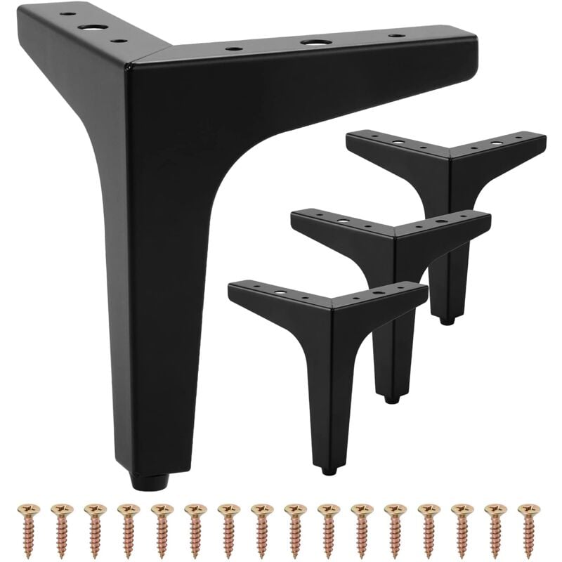 Beijiyi - Lot de 4 pieds de meubles modernes en métal en forme de triangle pour placard, canapé, fauteuil, pouf 17 cm