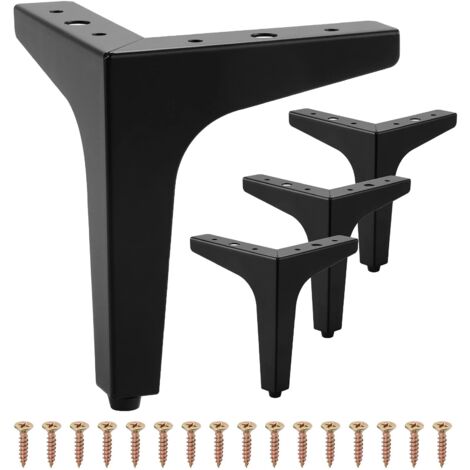 Lot de 4 pieds de meubles modernes en métal en forme de triangle pour placard, canapé, fauteuil, pouf 17 cm