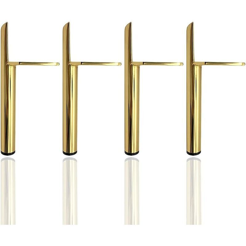 Lot De 4 Pieds De Meubles En Métal Doré Base Silencieuse Antidérapante Pour Tables Basses Placards Et Canapés 15cm
