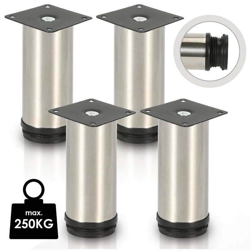 Jopassy - Lot de 4 pieds de meubles Pieds de meubles en acier inoxydable de qualité supérieure 180 mm réglables pour les meubles personnalisés Pieds