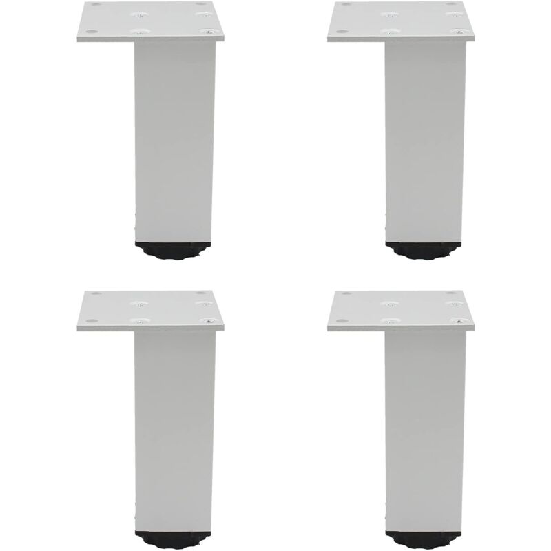 Lot de 4 pieds de meubles réglables, 120 mm, pieds de support en alliage d'aluminium argenté, pieds de remplacement robustes pour canapé-lit, bureau,