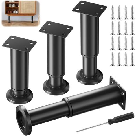 Lot de 4 Pieds de Meubles Réglables en Hauteur de 13 à 22 cm - Pieds Meubles - Rehausseur Pieds de Lit - Pieds de Support Réglables - Pieds d'Armoire - Pieds de Table pour Meubles