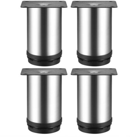 Lot de 4 Pieds de Meubles Réglables Métal, 50x100mm, Design Moderne pour Table, Bureau, Meuble Cuisine
