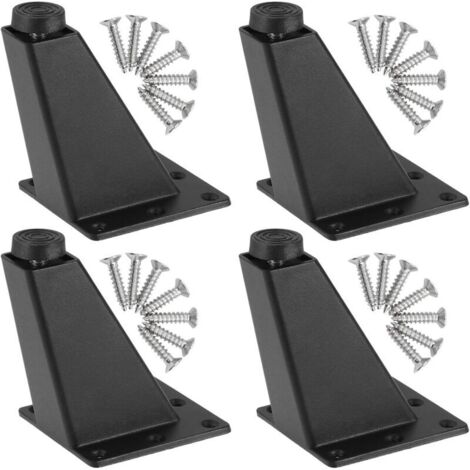 Lot De 4 Pieds De Meubles Réglables, Pieds Triangulaires Réglables De Meubles De Cuisine De Jambes De Meubles D'alliage D'aluminium, Pieds De Table De Bureau De Bar De Petit-Déjeuner, Noir