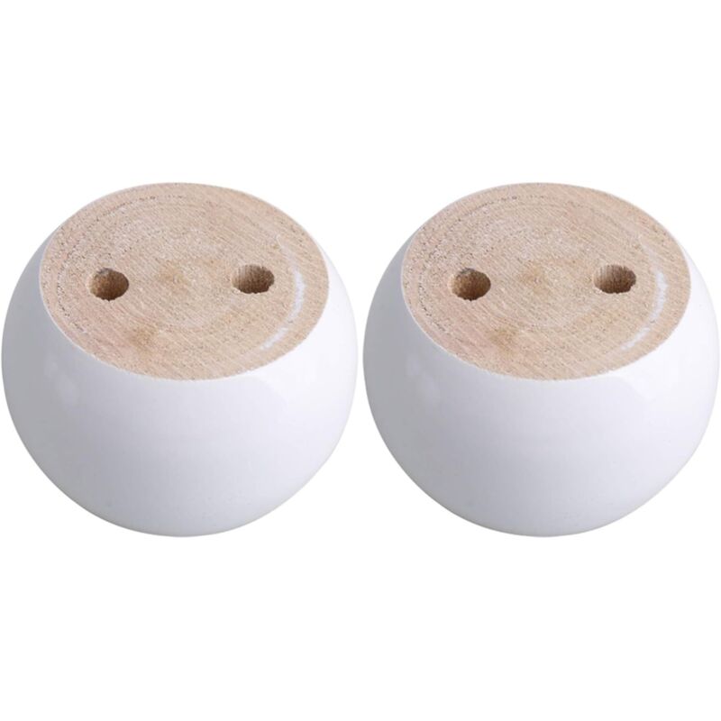 Shining House - Lot de 4 pieds de meubles ronds en bois d'eucalyptus blanc 8 x 8 x 5 cm Peut supporter un poids d'environ 100 kg