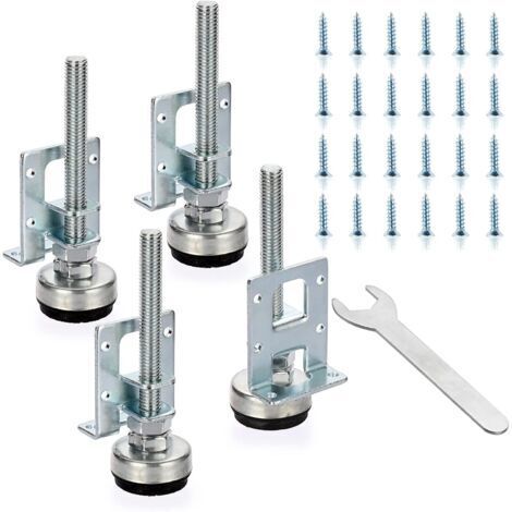 Lot de 4 pieds de nivellement réglables en L robustes, pieds de table porteurs pour établis, armoires et penderies, 4,3 pouces
