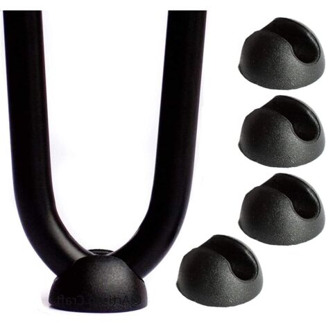 Lot de 4 pieds de protection pour pieds en épingle à cheveux en silicone pour chaise ou meubles - Noir