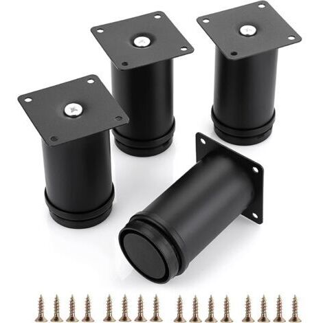 Lot de 4 pieds de rechange ronds réglables de 10 cm pour meubles, pieds d'angle robustes et extensibles pour table, canapé, chaise