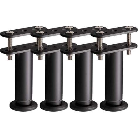 Lot de 4 Pieds de Support de Lit Réglables en Hauteur avec Languettes de Liaison pour Cadre de lit/Lattes Centrales/Meubles Lattes de Support en Métal Robuste (180mm-310mm)