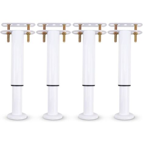 Lot de 4 Pieds de Support de lit réglables en métal, rétractables, très résistants, pour Armoire, canapé, Cadre de lit, pièces de Rechange de 18 à 32 cm (Blanc Lot de 4)