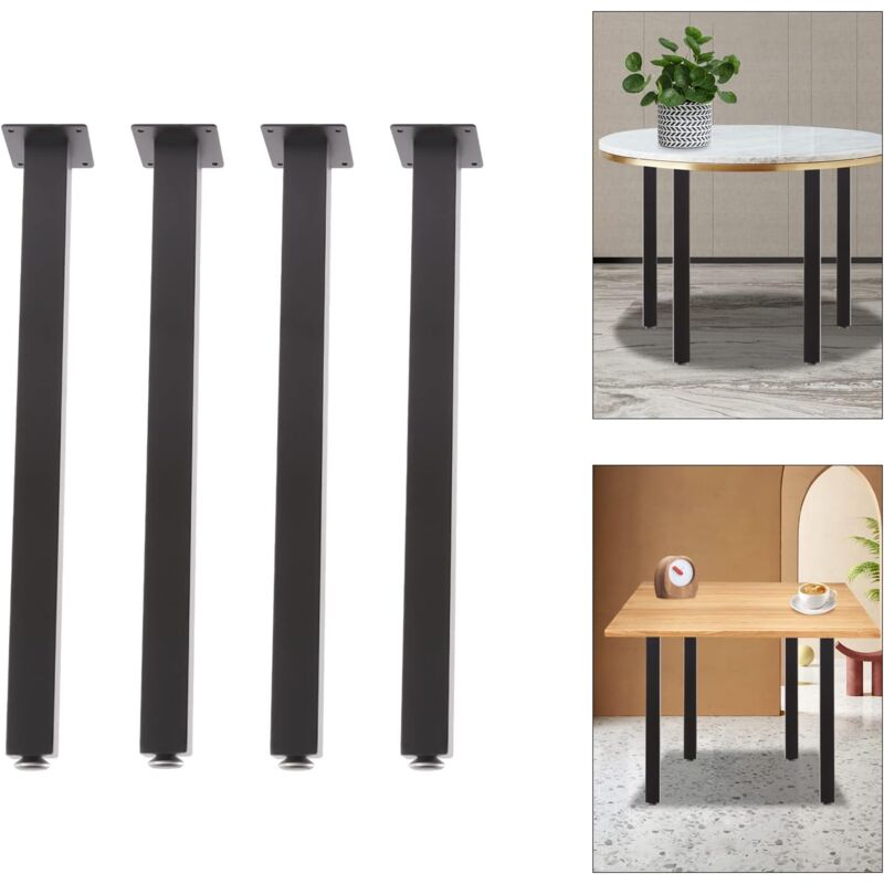 Gojoy - Lot de 4 pieds de table carrés réglables en hauteur - En métal/aluminium - Pour table à manger, bureau - 710 mm - Noir