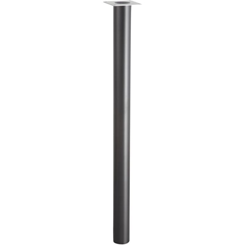 Centrale Brico - Lot de 4 pieds de table cylindrique fixes métal époxy noir, 71 cm