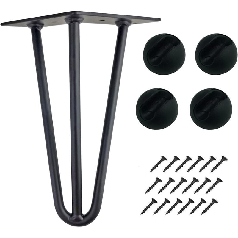 Jn.songs - Lot de 4 Pieds de Table en Épingle à Cheveux Jambes en Métal 10CM pour Armoire Table de Chevet Placard Canapé