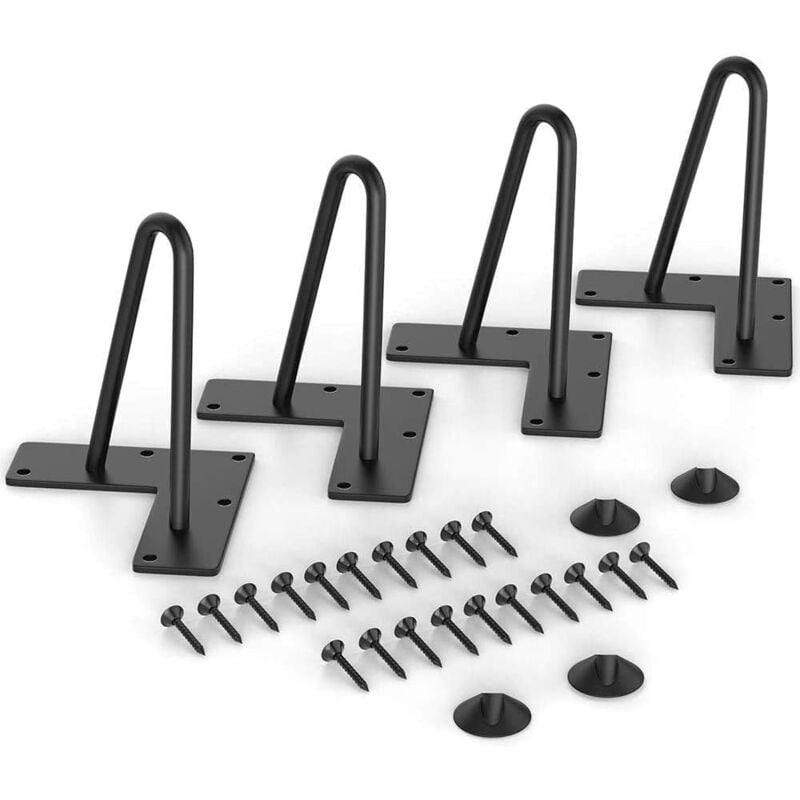 Jn.songs - Lot de 4 Pieds de Table en Épingle à Cheveux Jambes en Métal 10CM Hairpin Legs pour Armoire Table de Chevet Placard Canapé