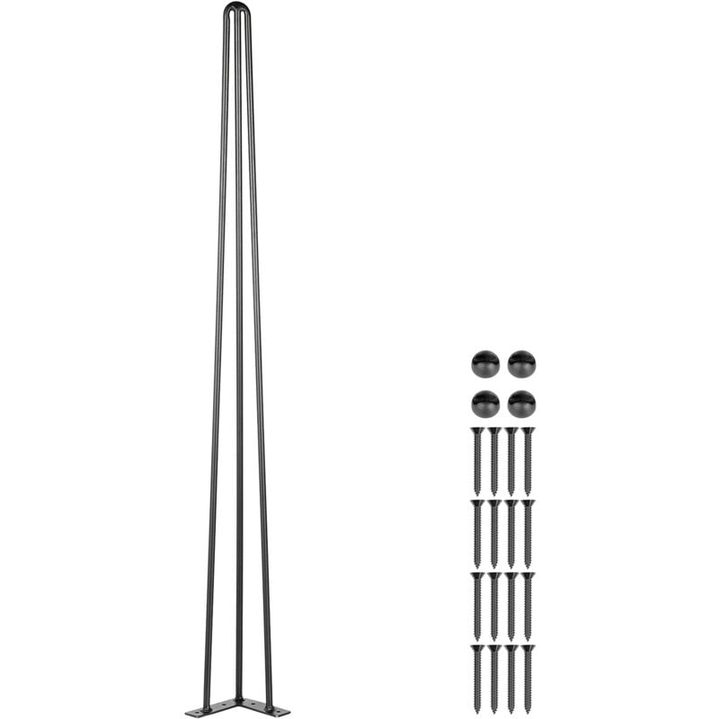 Mophorn - Lot de 4 pieds de table en épingle à cheveux de 36 po, capacité de 880 lb, pieds de bureau en acier au carbone noir à 3 tiges pour banc,